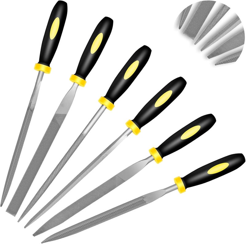 IEGREMAR 6pcs Metal Needle File Set, Mini Hand Metal Needle File Sets, 3rd Generation Hardened Alloy Strength Steel Set, Includes Flat Warding, Round, Flat, Triangular, Square and Half - Round Files - Image 1
